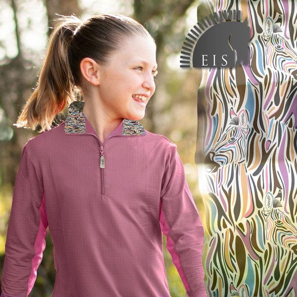 EIS Youth Shirt African Violet/Zebra EIS- Sun Shirts Youth Large 8-10 equestrian team apparel online tack store mobile tack store custom farm apparel custom show stable clothing equestrian lifestyle horse show clothing riding clothes ETA Kids Equestrian Fashion | EIS Sun Shirts horses equestrian tack store