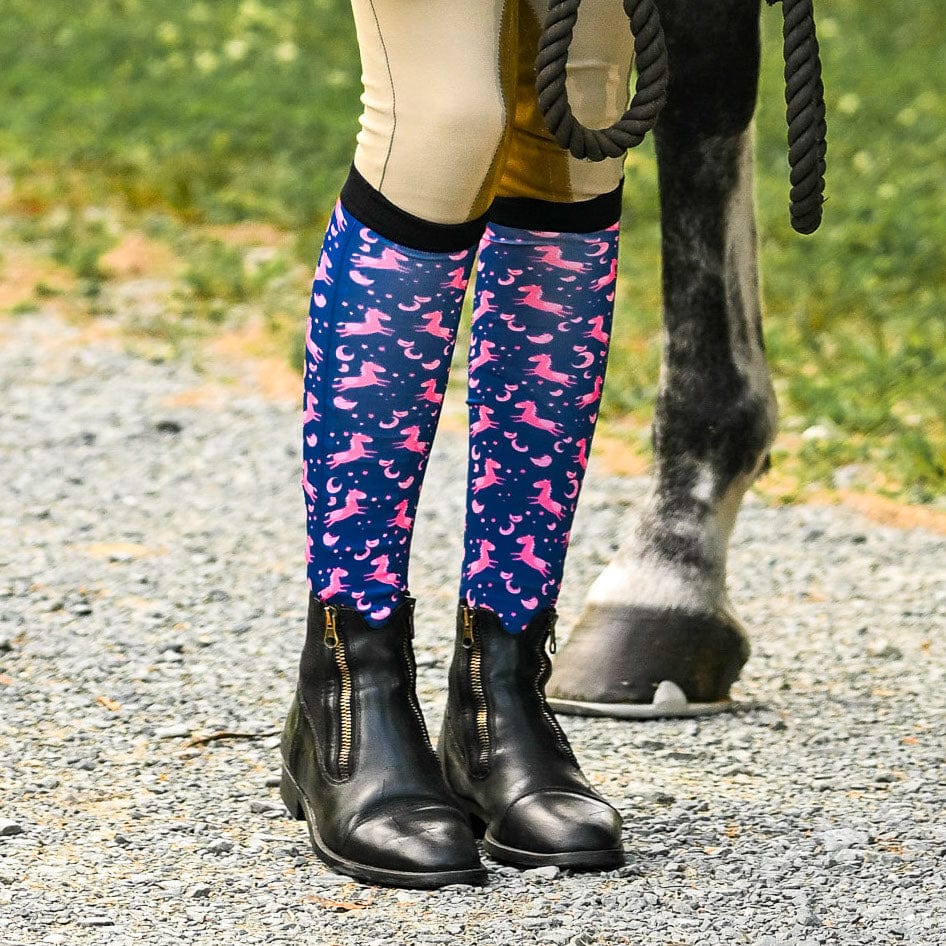 dreamers & schemers Boot Sock Dreamers & Schemers- Neigh-Borhood equestrian team apparel online tack store mobile tack store custom farm apparel custom show stable clothing equestrian lifestyle horse show clothing riding clothes Unicorns & Fluffy Clouds Horse Riding  Boot Socks horses equestrian tack store