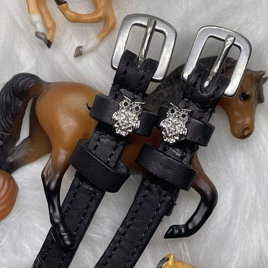 ManeJane Black Spur Straps Spur Straps- Owl (Bling) equestrian team apparel online tack store mobile tack store custom farm apparel custom show stable clothing equestrian lifestyle horse show clothing riding clothes Spur Straps- Owl (Bling) horses equestrian tack store