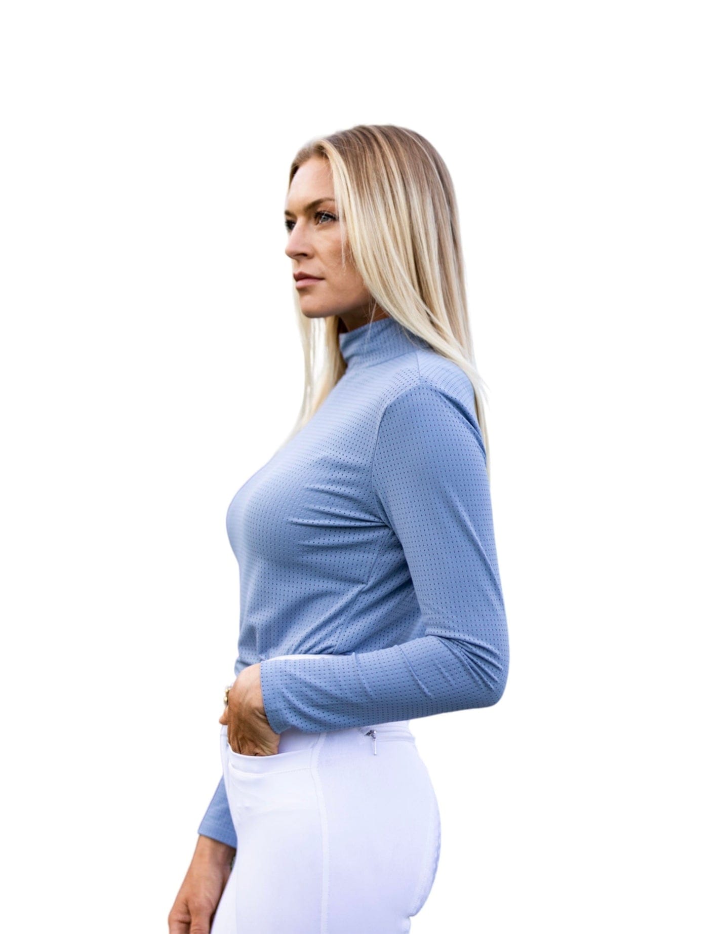 Equisite Elements of Style Women's Shirt XS / Powder Blue Equisite Elements- Alesia High Collar Technical Top equestrian team apparel online tack store mobile tack store custom farm apparel custom show stable clothing equestrian lifestyle horse show clothing riding clothes horses equestrian tack store