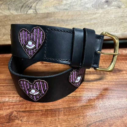 Zinj Designs Belt Purple Heart evil eye Belt- 1.75" Beaded Assorted Designs XXS equestrian team apparel online tack store mobile tack store custom farm apparel custom show stable clothing equestrian lifestyle horse show clothing riding clothes Belt- 1.75" Beaded Assorted Designs XXS horses equestrian tack store