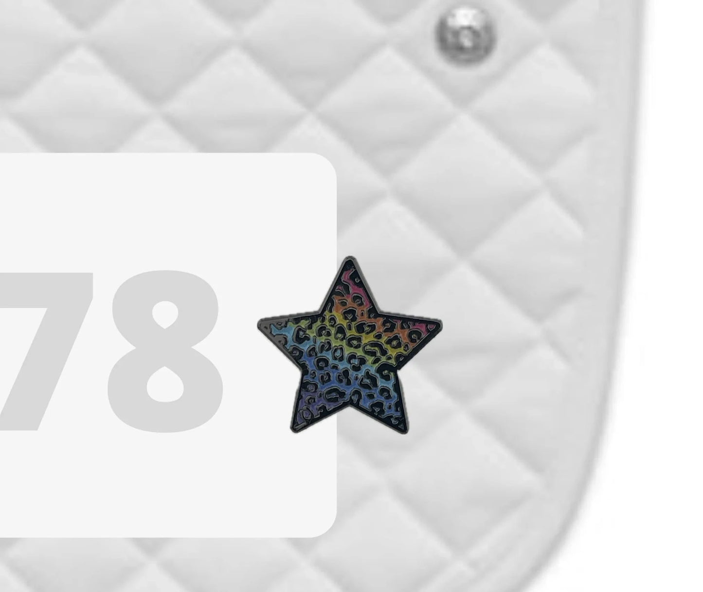DBC Rainbow Cheetah DBC- Number Pin Charms equestrian team apparel online tack store mobile tack store custom farm apparel custom show stable clothing equestrian lifestyle horse show clothing riding clothes DBC- Number Pin Charms horses equestrian tack store