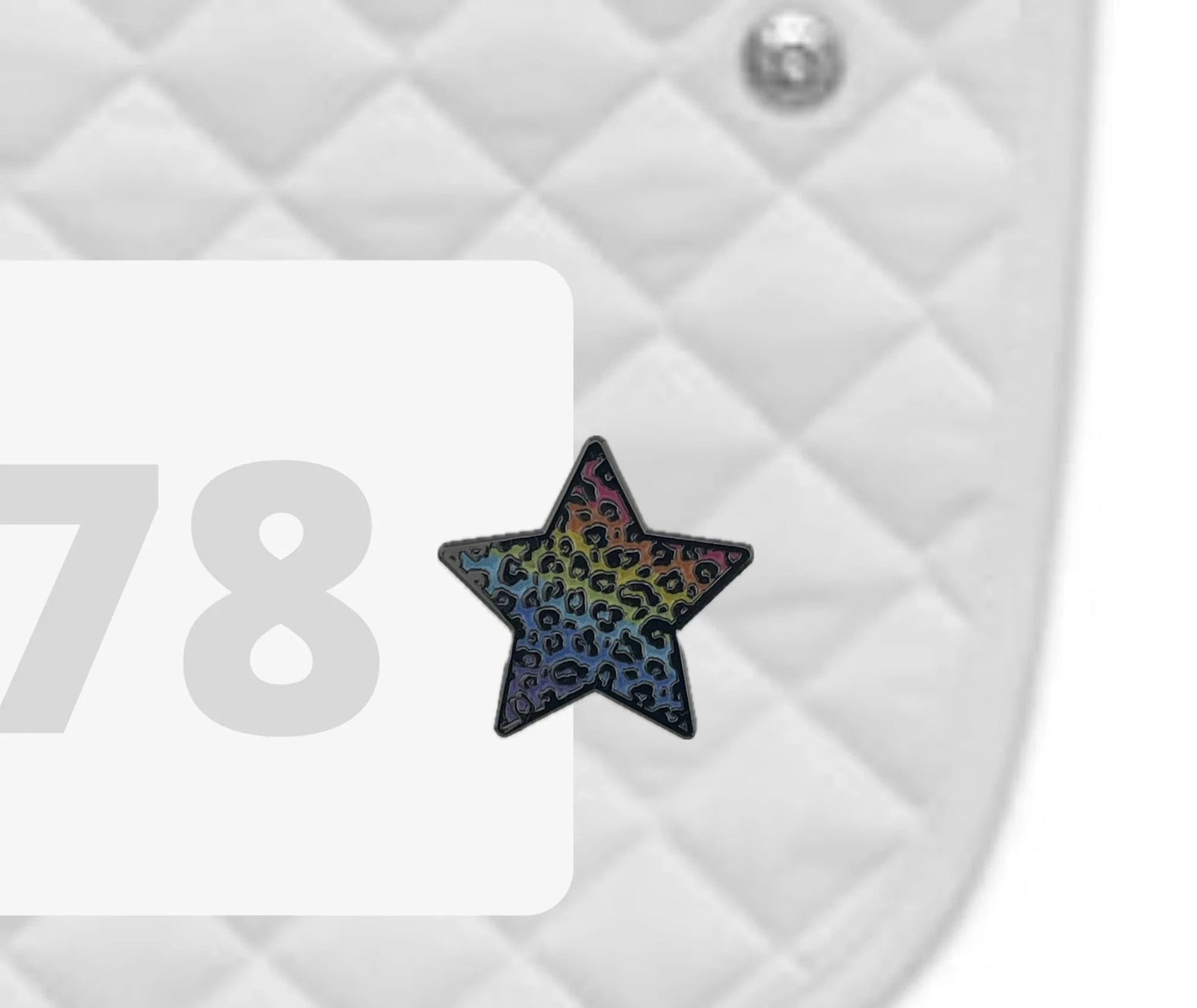 DBC Rainbow Cheetah DBC- Number Pin Charms equestrian team apparel online tack store mobile tack store custom farm apparel custom show stable clothing equestrian lifestyle horse show clothing riding clothes DBC- Number Pin Charms horses equestrian tack store