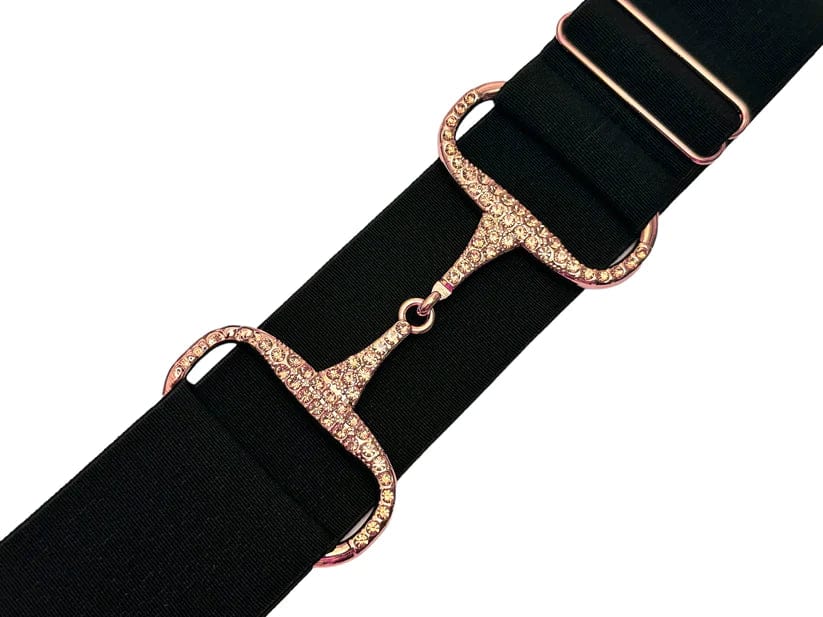 Bucking Belts Belts Black with Sparkly Rose Gold Buckle Bucking Equestrian-Bit Buckle Belt (Solid Colors with Bling Buckle) equestrian team apparel online tack store mobile tack store custom farm apparel custom show stable clothing equestrian lifestyle horse show clothing riding clothes horses equestrian tack store
