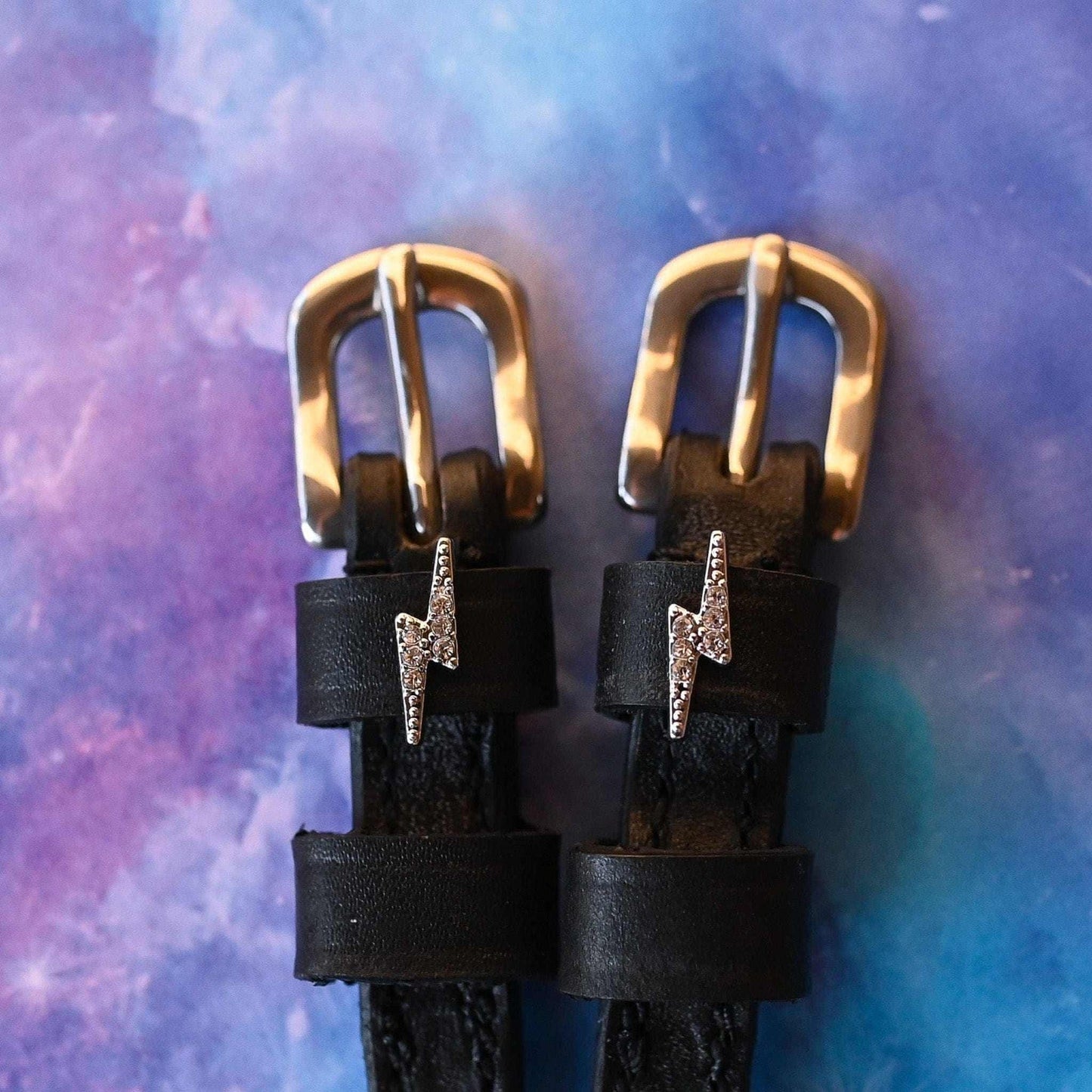Spur Straps- Lightning Bolt (Silver Bling)