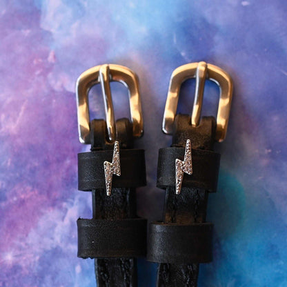 Spur Straps- Lightning Bolt (Silver Bling)