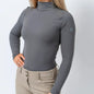TKEQ Long Sleeve Tech Shirt XS / Slate TKEQ- Chloe High Collar Tech Top equestrian team apparel online tack store mobile tack store custom farm apparel custom show stable clothing equestrian lifestyle horse show clothing riding clothes TKEQ- Chloe High Collar Tech Top horses equestrian tack store