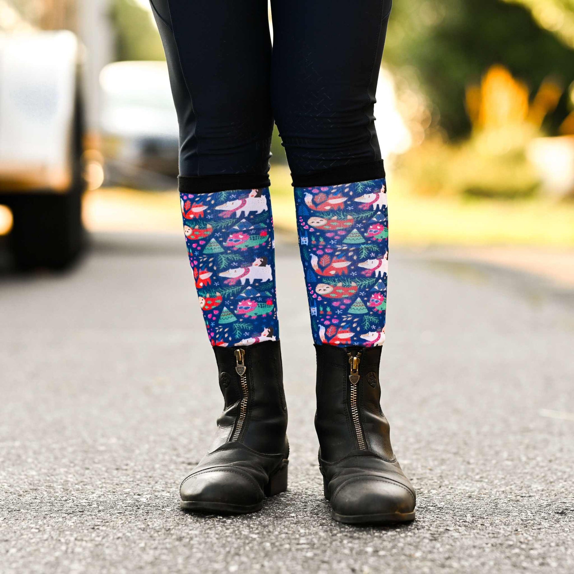 dreamers & schemers Boot Sock Dreamers & Schemers- Snow Much Fun equestrian team apparel online tack store mobile tack store custom farm apparel custom show stable clothing equestrian lifestyle horse show clothing riding clothes Unicorns & Fluffy Clouds Horse Riding  Boot Socks horses equestrian tack store