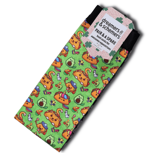 dreamers & schemers Boot Socks Dreamers & Schemers- Taco Cat equestrian team apparel online tack store mobile tack store custom farm apparel custom show stable clothing equestrian lifestyle horse show clothing riding clothes Dreamers & Schemers- Taco Cat horses equestrian tack store