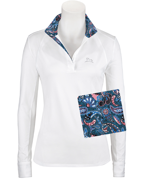 RJ Classics women's show shirt Teal Paisley RJ Classics- Maddie Show Shirt (XL) equestrian team apparel online tack store mobile tack store custom farm apparel custom show stable clothing equestrian lifestyle horse show clothing riding clothes RJ Classics- Maddie Show Shirt (XL) horses equestrian tack store