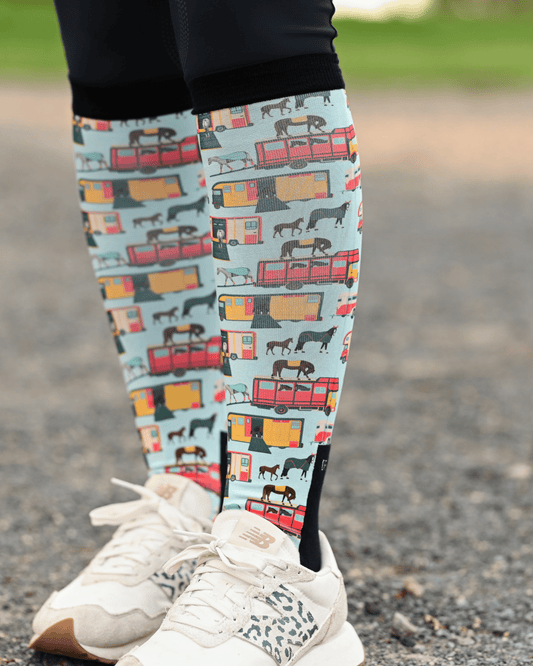 dreamers & schemers Boot Socks Dreamers & Schemers- The Pony Island (Retro Trailers) equestrian team apparel online tack store mobile tack store custom farm apparel custom show stable clothing equestrian lifestyle horse show clothing riding clothes Dreamers & Schemers- The Pony Island (Retro Trailers) horses equestrian tack store