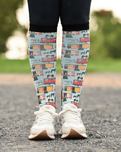 dreamers & schemers Boot Socks Dreamers & Schemers- The Pony Island (Retro Trailers) equestrian team apparel online tack store mobile tack store custom farm apparel custom show stable clothing equestrian lifestyle horse show clothing riding clothes Dreamers & Schemers- The Pony Island (Retro Trailers) horses equestrian tack store