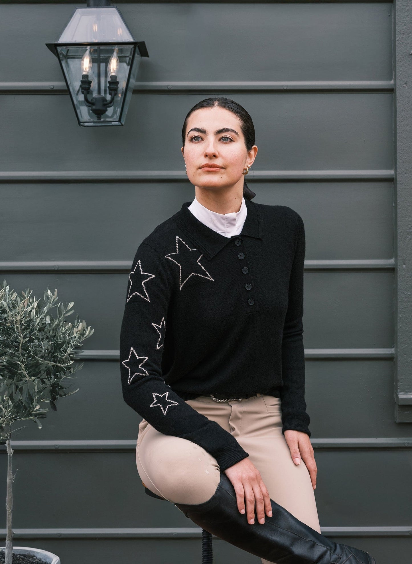 Hannah Childs Sweater Hannah Childs- Starla Polo Sweater equestrian team apparel online tack store mobile tack store custom farm apparel custom show stable clothing equestrian lifestyle horse show clothing riding clothes Hannah Childs- Starla Polo Sweater horses equestrian tack store