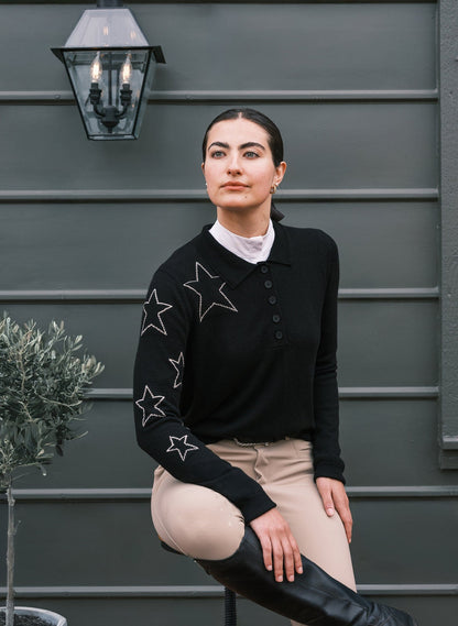 Hannah Childs Sweater Hannah Childs- Starla Polo Sweater equestrian team apparel online tack store mobile tack store custom farm apparel custom show stable clothing equestrian lifestyle horse show clothing riding clothes Hannah Childs- Starla Polo Sweater horses equestrian tack store