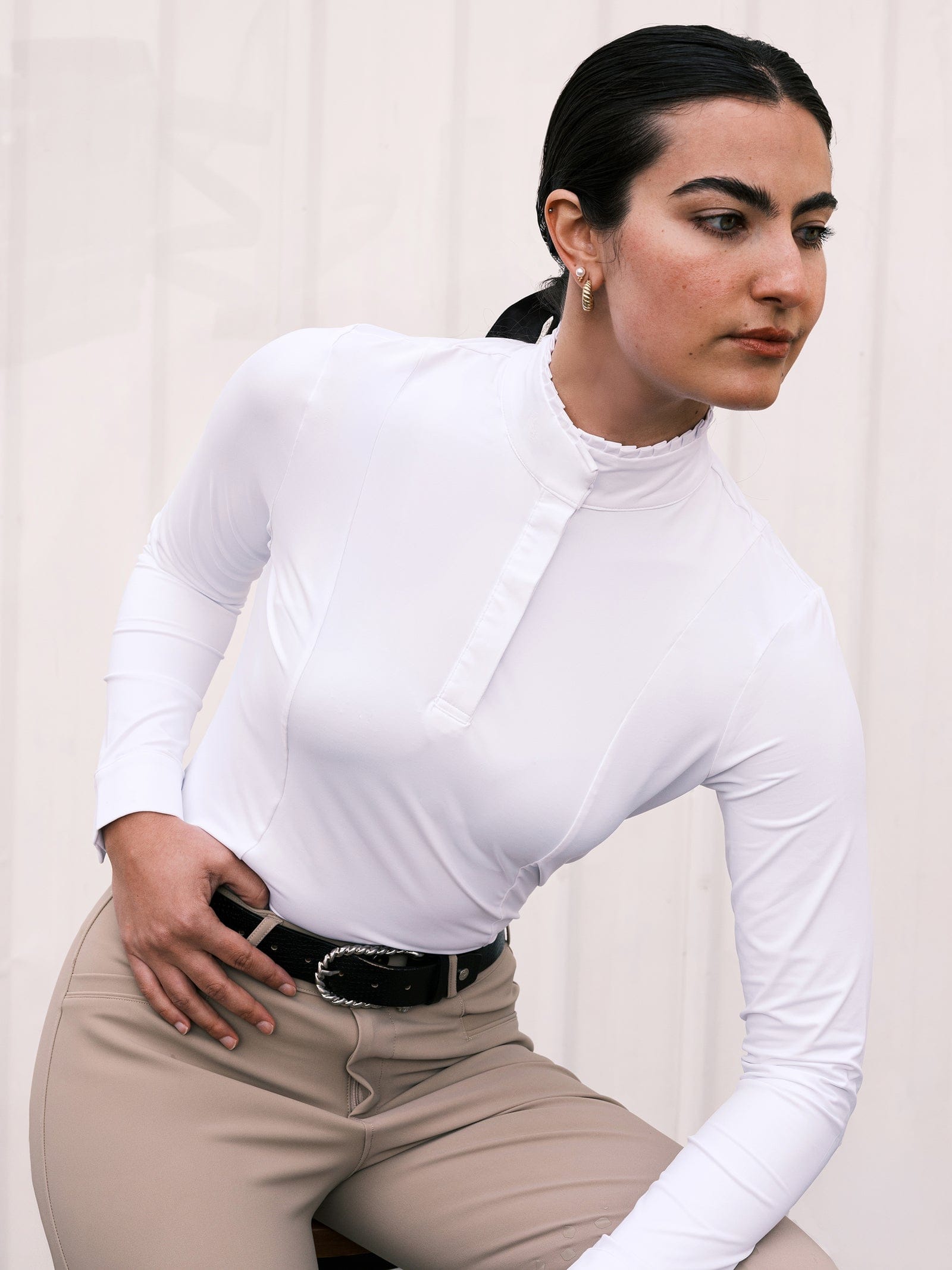 Hannah Childs Show Shirt Hannah Childs- Shelby Ruffle Show Shirt (Long Sleeve) equestrian team apparel online tack store mobile tack store custom farm apparel custom show stable clothing equestrian lifestyle horse show clothing riding clothes Hannah Childs- Shelby Ruffle Show Shirt (Long Sleeve) horses equestrian tack store