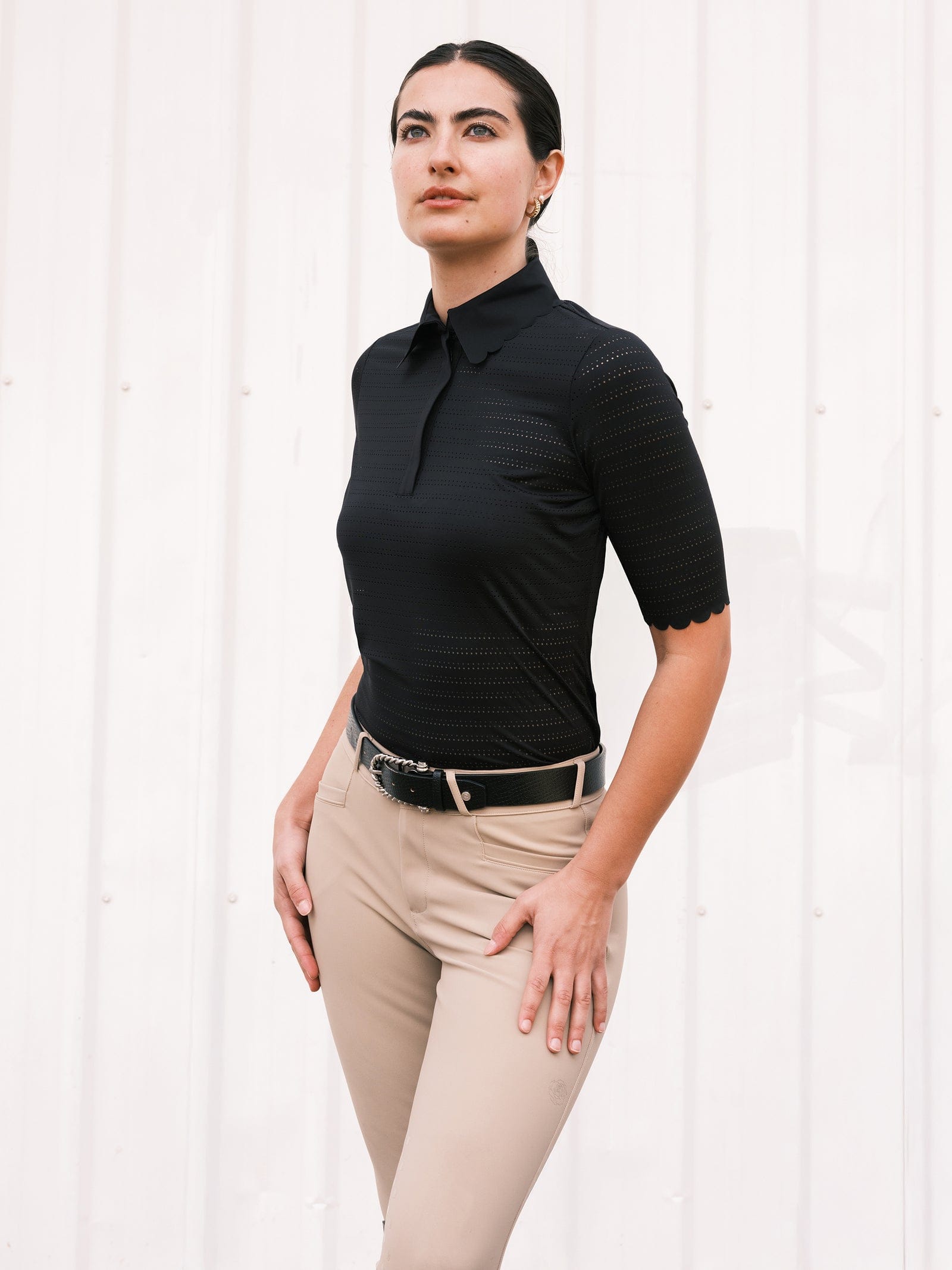 Hannah Childs Polo Hannah Childs- Jade Air Stripe Polo equestrian team apparel online tack store mobile tack store custom farm apparel custom show stable clothing equestrian lifestyle horse show clothing riding clothes Hannah Childs- Jade Air Stripe Polo horses equestrian tack store