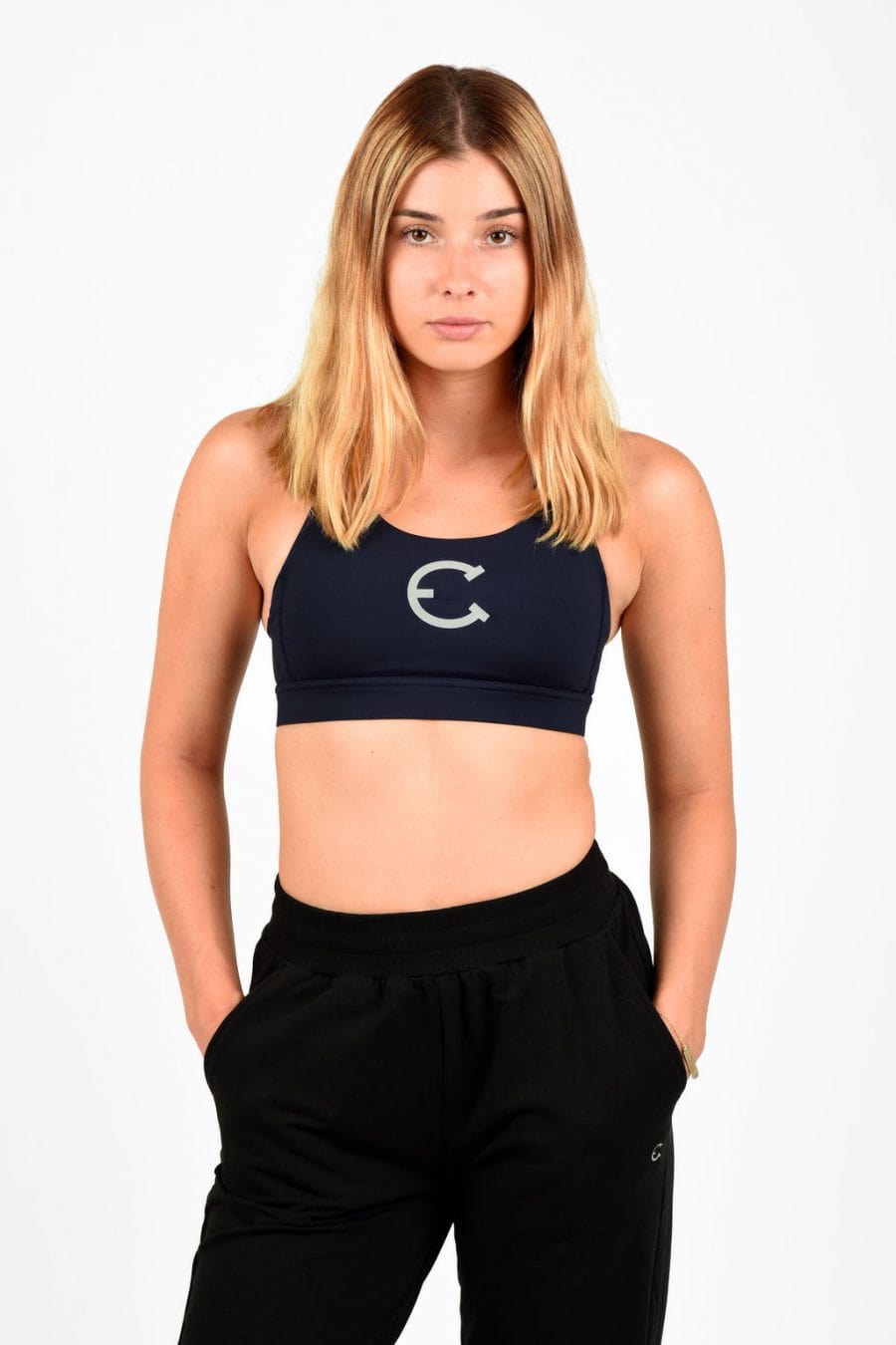 EquestrianClub S / Navy EquestrianClub LOGO Sports Bra equestrian team apparel online tack store mobile tack store custom farm apparel custom show stable clothing equestrian lifestyle horse show clothing riding clothes horses equestrian tack store