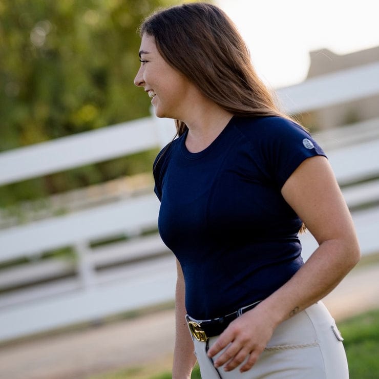 TKEQ Women's Casual Shirt TKEQ- Kennedy Seamless Short Sleeve Shirt - Navy equestrian team apparel online tack store mobile tack store custom farm apparel custom show stable clothing equestrian lifestyle horse show clothing riding clothes horses equestrian tack store