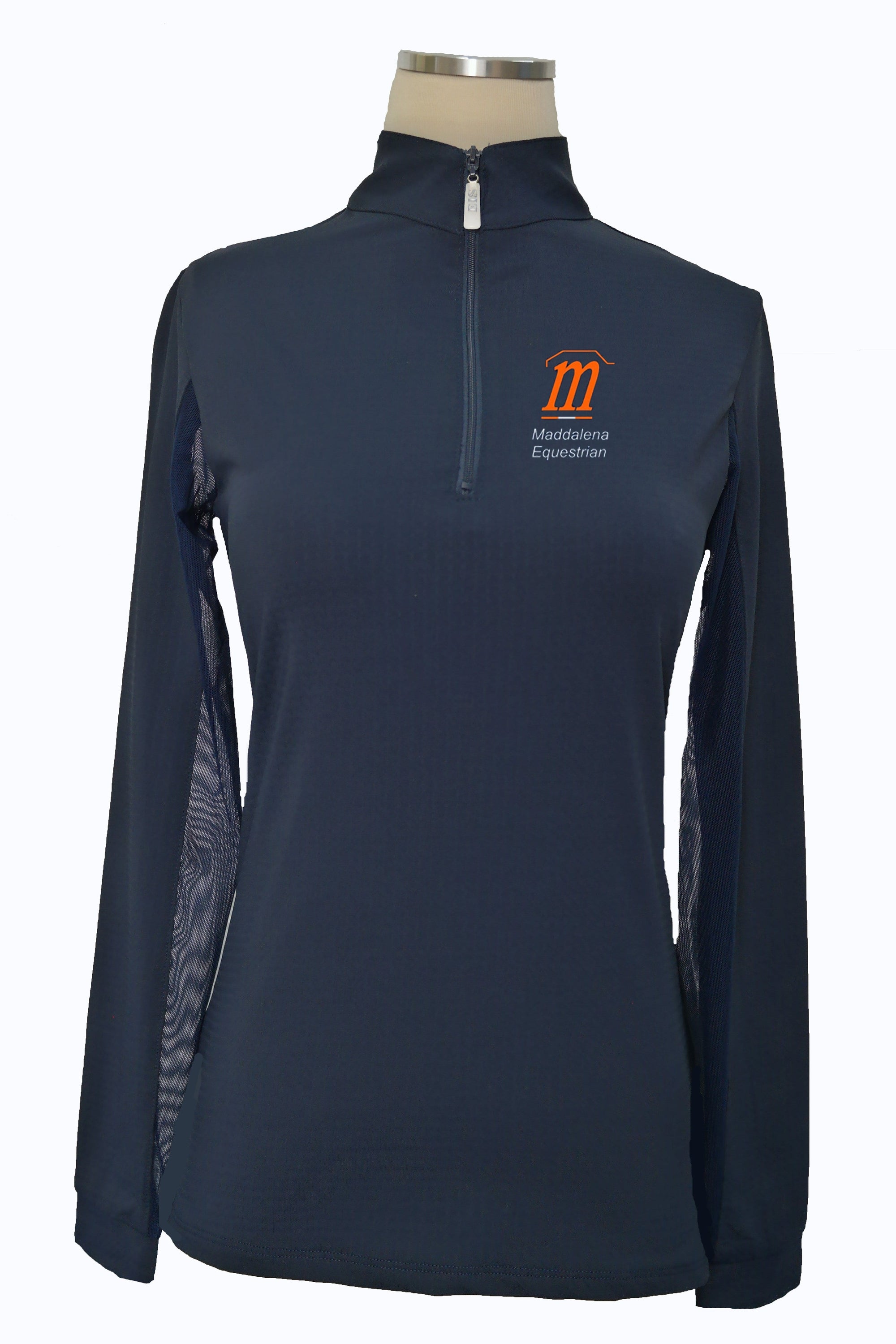 Equestrian Team Apparel Custom Team Shirts Chest and Sleeve / Youth / Solid Navy Maddalena Equestrian Women's Sunshirt equestrian team apparel online tack store mobile tack store custom farm apparel custom show stable clothing equestrian lifestyle horse show clothing riding clothes horses equestrian tack store