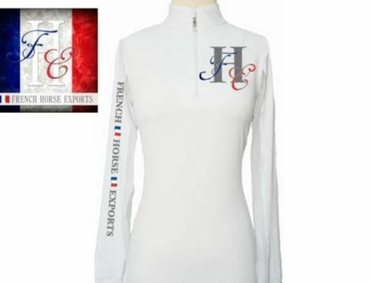 Equestrian Team Apparel Custom Team Shirts XS / white French Horse Exports Sun shirt equestrian team apparel online tack store mobile tack store custom farm apparel custom show stable clothing equestrian lifestyle horse show clothing riding clothes horses equestrian tack store