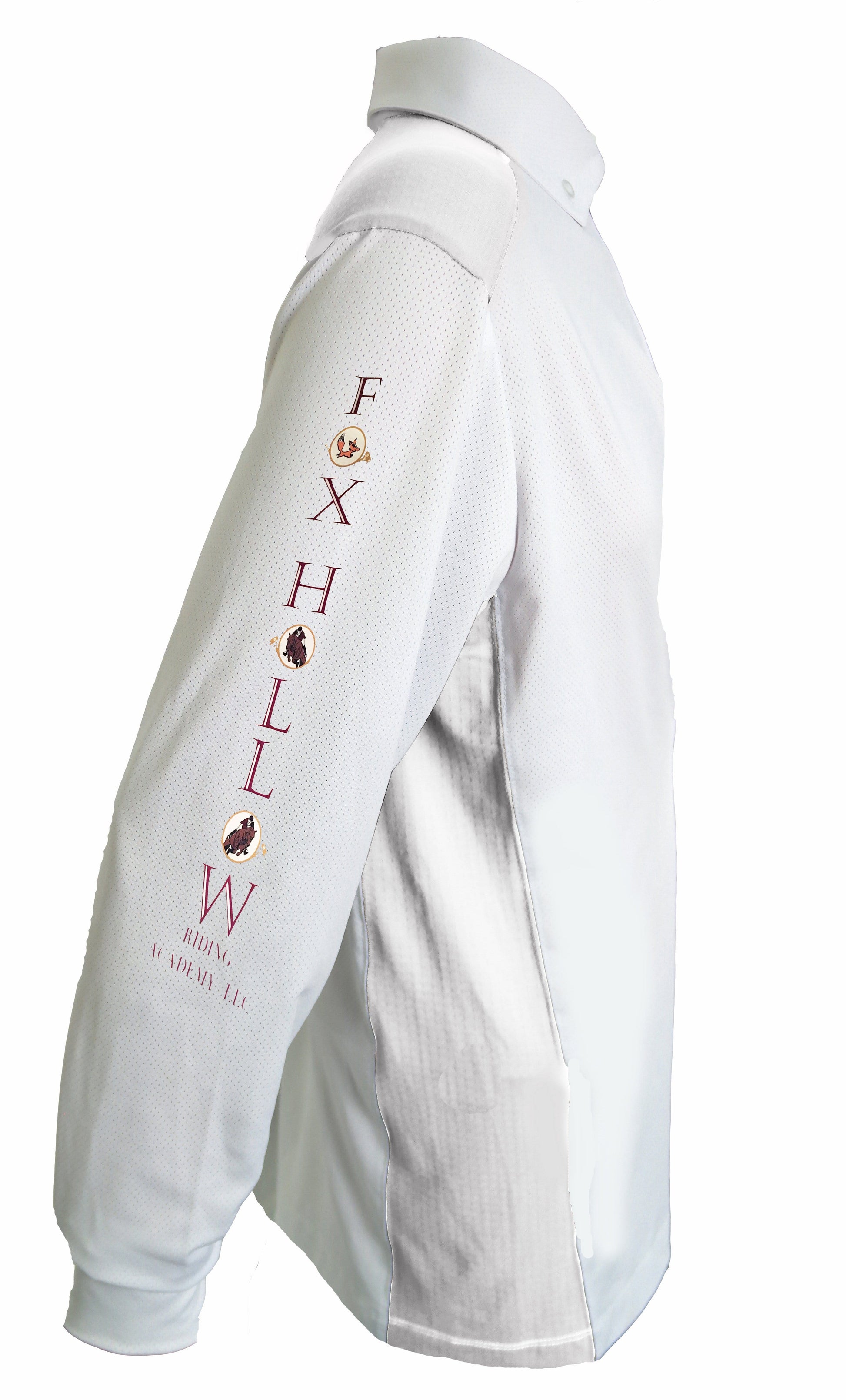 Equestrian Team Apparel Custom Team Shirts XS Fox Hollow White Sunshirt / Men's equestrian team apparel online tack store mobile tack store custom farm apparel custom show stable clothing equestrian lifestyle horse show clothing riding clothes horses equestrian tack store