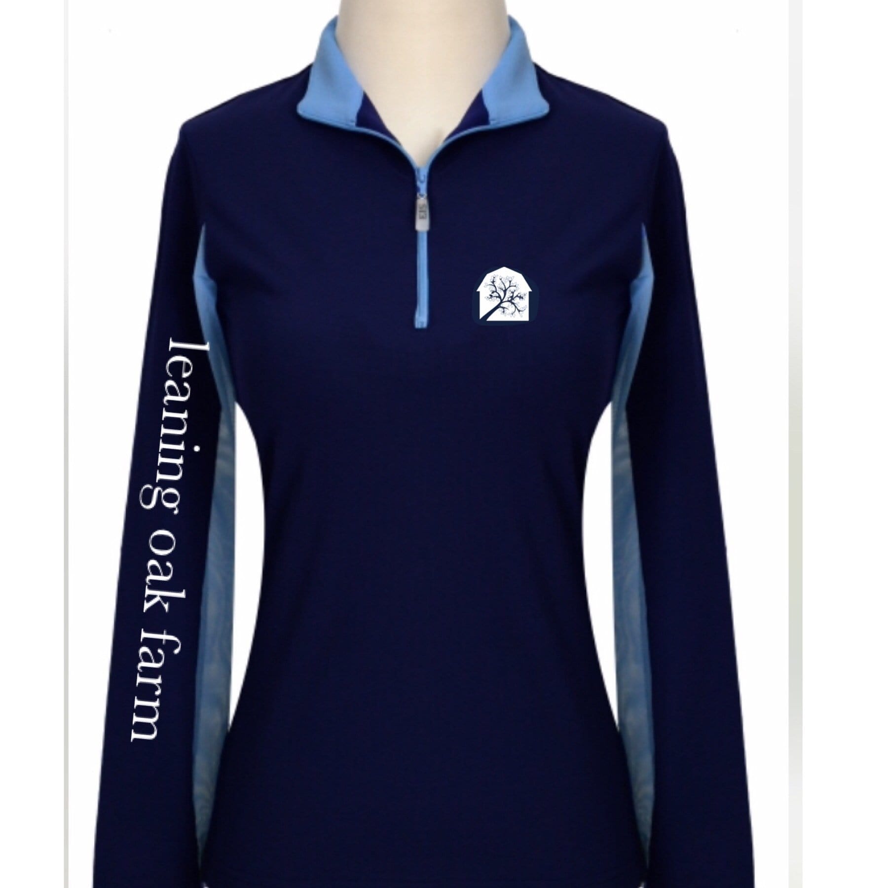 Equestrian Team Apparel Custom Team Shirts Yes / XS / All Navy Leaning Oak Farm Sun Shirt equestrian team apparel online tack store mobile tack store custom farm apparel custom show stable clothing equestrian lifestyle horse show clothing riding clothes horses equestrian tack store