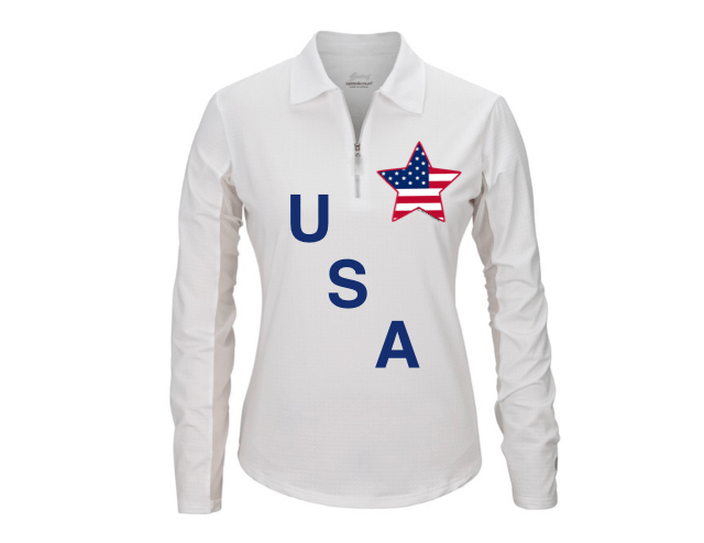 Equestrian Team Apparel Custom Shirts xs / mock USA with Star equestrian team apparel online tack store mobile tack store custom farm apparel custom show stable clothing equestrian lifestyle horse show clothing riding clothes horses equestrian tack store