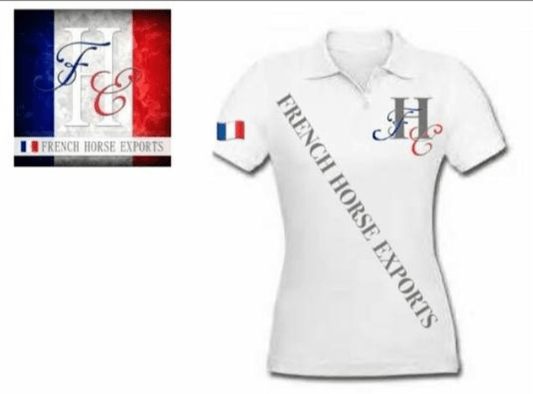 Equestrian Team Apparel Custom Team Shirts XS / white French Horse Exports Polo equestrian team apparel online tack store mobile tack store custom farm apparel custom show stable clothing equestrian lifestyle horse show clothing riding clothes horses equestrian tack store