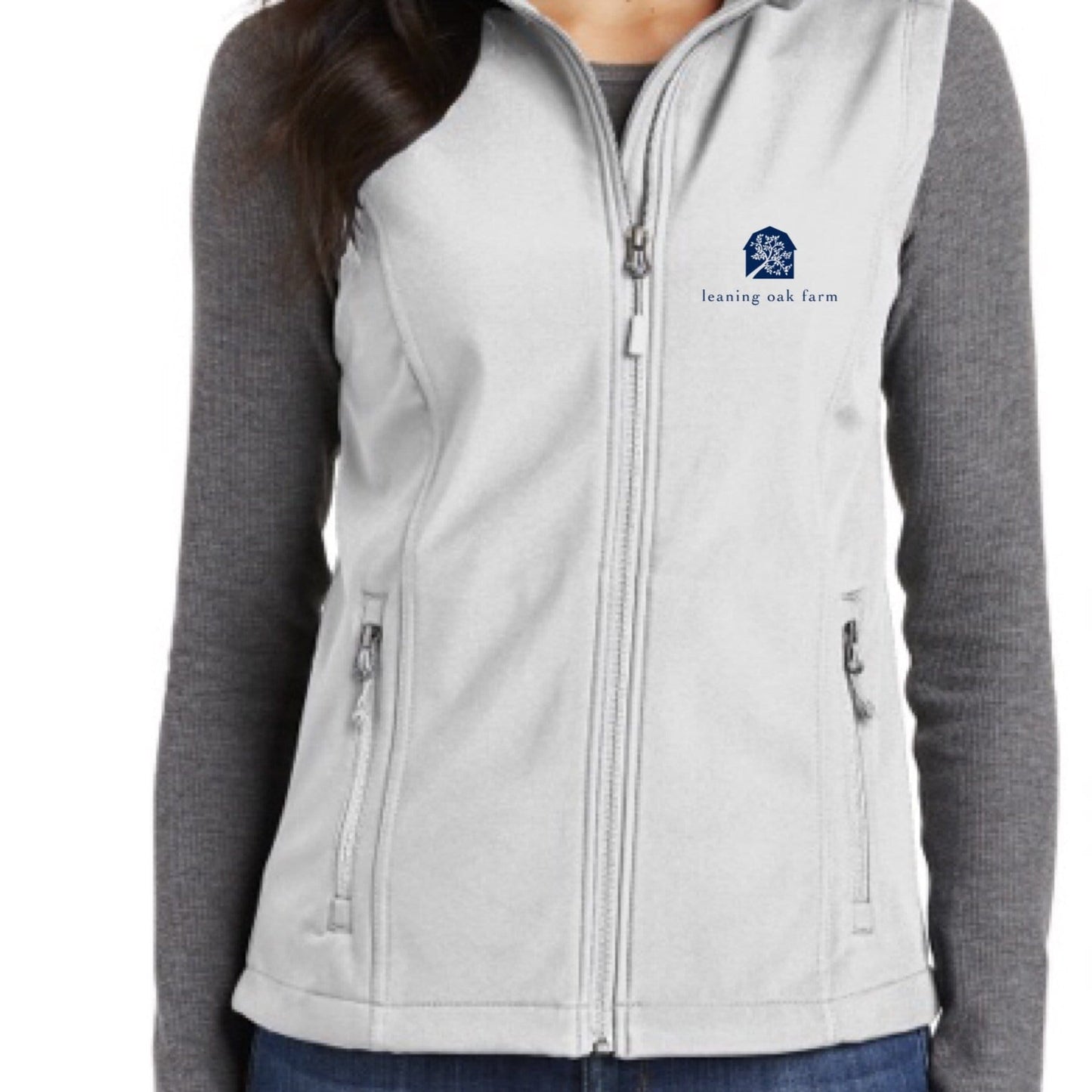 Equestrian Team Apparel Custom Team Jackets Yes / XS / Navy/White Leaning Oak Farm Vest equestrian team apparel online tack store mobile tack store custom farm apparel custom show stable clothing equestrian lifestyle horse show clothing riding clothes horses equestrian tack store