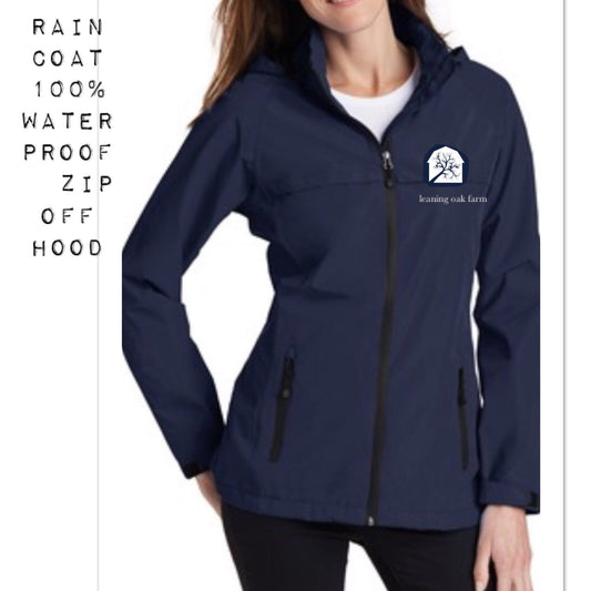 Equestrian Team Apparel Custom Team Jackets Yes / XS / Navy/White Leaning Oak Farm Rain Coat equestrian team apparel online tack store mobile tack store custom farm apparel custom show stable clothing equestrian lifestyle horse show clothing riding clothes horses equestrian tack store