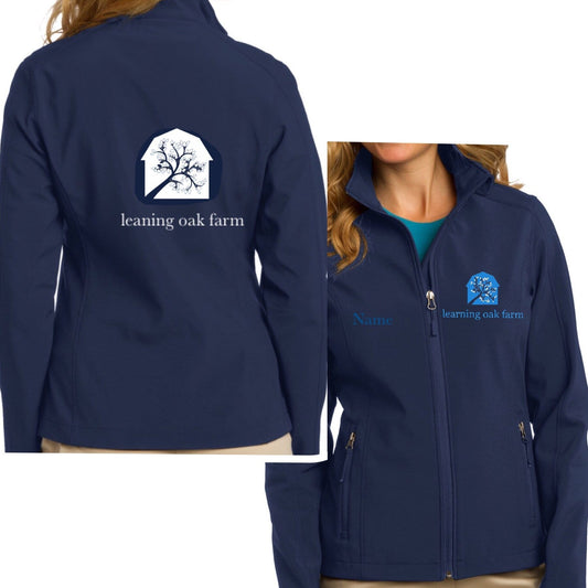 Equestrian Team Apparel Custom Team Jackets Yes / Navy/White / XS Leaning Oak Farm Shell Jacket equestrian team apparel online tack store mobile tack store custom farm apparel custom show stable clothing equestrian lifestyle horse show clothing riding clothes horses equestrian tack store