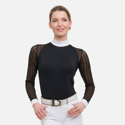 Equestrian Team Apparel Black / XS Cavalliera Contessa Long Sleeve Technical Show Shirt equestrian team apparel online tack store mobile tack store custom farm apparel custom show stable clothing equestrian lifestyle horse show clothing riding clothes horses equestrian tack store