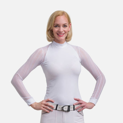 Equestrian Team Apparel White / XS Cavalliera Contessa Long Sleeve Technical Show Shirt equestrian team apparel online tack store mobile tack store custom farm apparel custom show stable clothing equestrian lifestyle horse show clothing riding clothes horses equestrian tack store