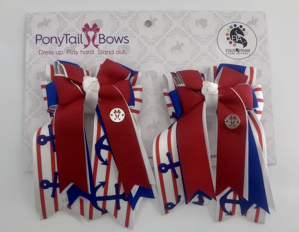 PonyTail Bows 3" Tails Anchors Red PonyTail Bows equestrian team apparel online tack store mobile tack store custom farm apparel custom show stable clothing equestrian lifestyle horse show clothing riding clothes PonyTail Bows | Equestrian Hair Accessories horses equestrian tack store