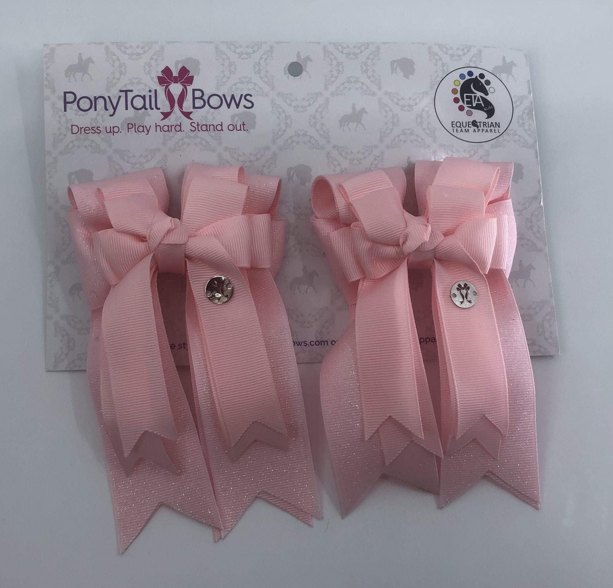PonyTail Bows 3" Tails Baby Pink PonyTail Bows equestrian team apparel online tack store mobile tack store custom farm apparel custom show stable clothing equestrian lifestyle horse show clothing riding clothes Abbie Horse Show Bows | PonyTail Bows | Equestrian Hair Accessories horses equestrian tack store