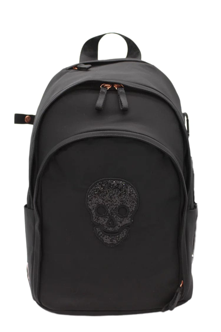 Veltri- Helmet Backpack Black Skull w/Rose Gold Hardware