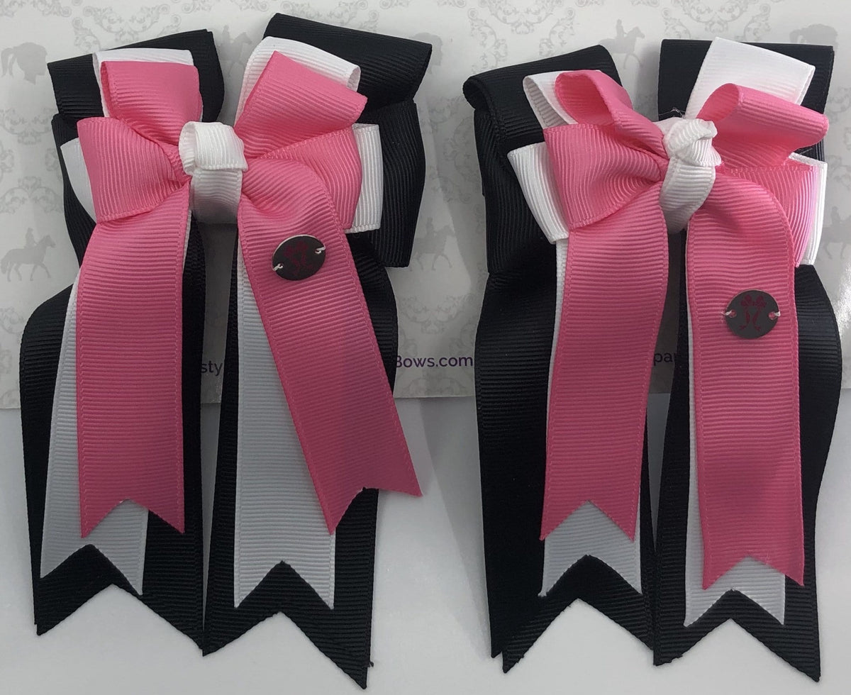PonyTail Bows 3" Tails Black White Pink PonyTail Bows equestrian team apparel online tack store mobile tack store custom farm apparel custom show stable clothing equestrian lifestyle horse show clothing riding clothes PonyTail Bows | Equestrian Hair Accessories horses equestrian tack store