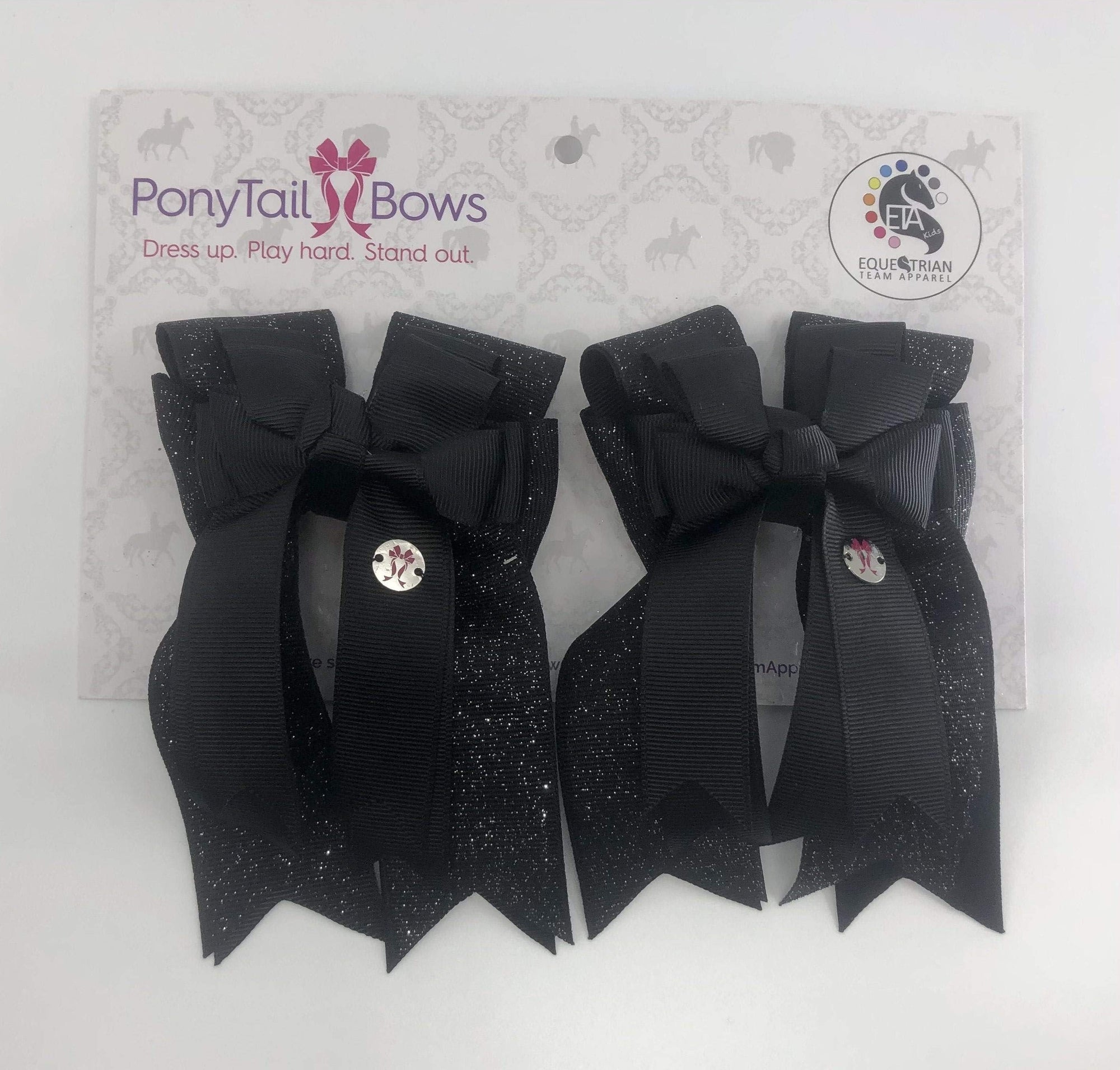 PonyTail Bows 3" Tails Black Solid PonyTail Bows equestrian team apparel online tack store mobile tack store custom farm apparel custom show stable clothing equestrian lifestyle horse show clothing riding clothes Abbie Horse Show Bows | PonyTail Bows | Equestrian Hair Accessories horses equestrian tack store