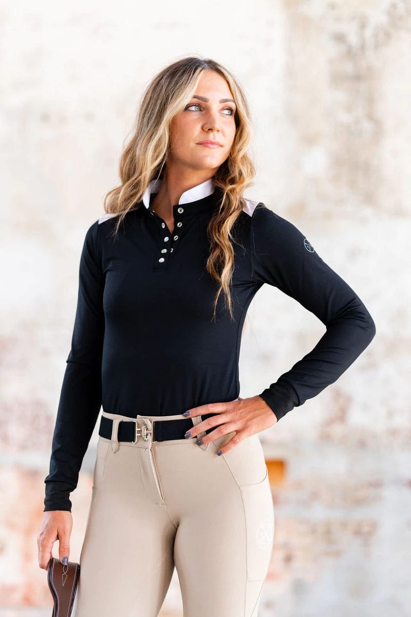 Free Ride Equestrian Competition Shirt L Devon Competition Top in Black equestrian team apparel online tack store mobile tack store custom farm apparel custom show stable clothing equestrian lifestyle horse show clothing riding clothes horses equestrian tack store