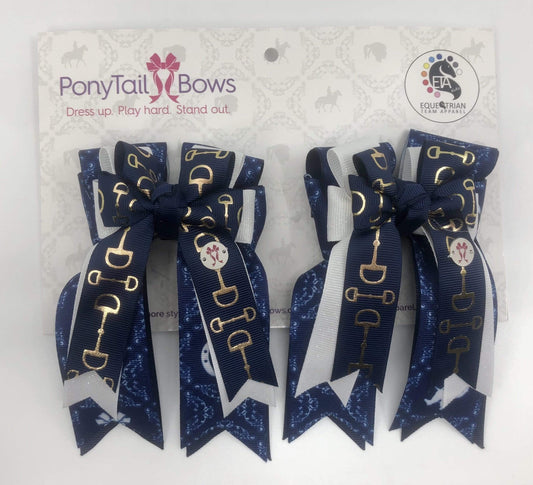 PonyTail Bows 3" Tails Delegate Navy Bits PonyTail Bows equestrian team apparel online tack store mobile tack store custom farm apparel custom show stable clothing equestrian lifestyle horse show clothing riding clothes PonyTail Bows | Equestrian Hair Accessories horses equestrian tack store