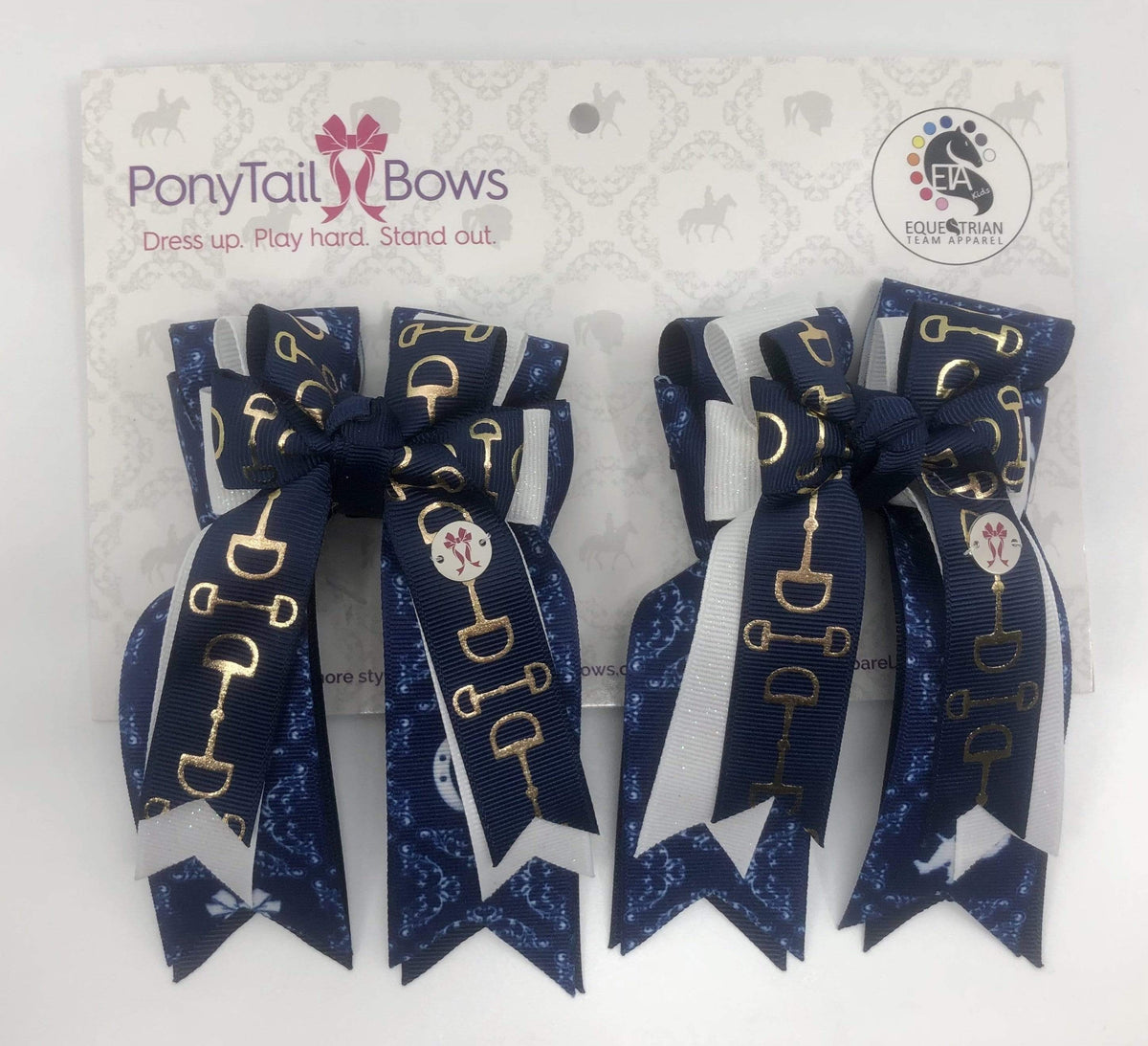 PonyTail Bows 3" Tails Delegate Navy Bits PonyTail Bows equestrian team apparel online tack store mobile tack store custom farm apparel custom show stable clothing equestrian lifestyle horse show clothing riding clothes PonyTail Bows | Equestrian Hair Accessories horses equestrian tack store