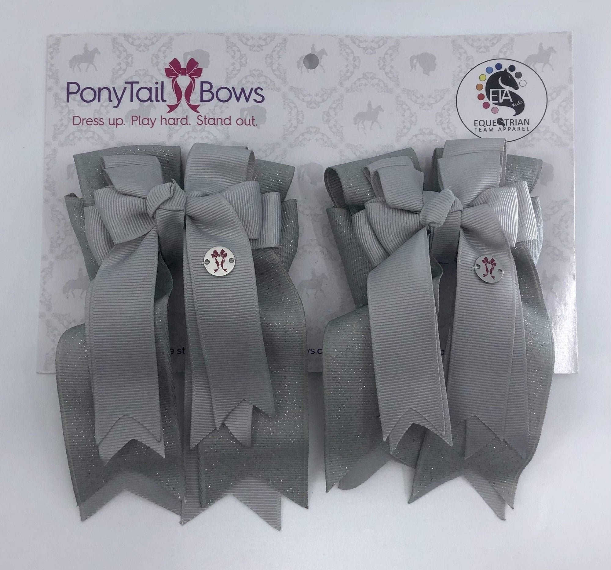 PonyTail Bows 3" Tails Grey PonyTail Bows equestrian team apparel online tack store mobile tack store custom farm apparel custom show stable clothing equestrian lifestyle horse show clothing riding clothes Abbie Horse Show Bows | PonyTail Bows | Equestrian Hair Accessories horses equestrian tack store