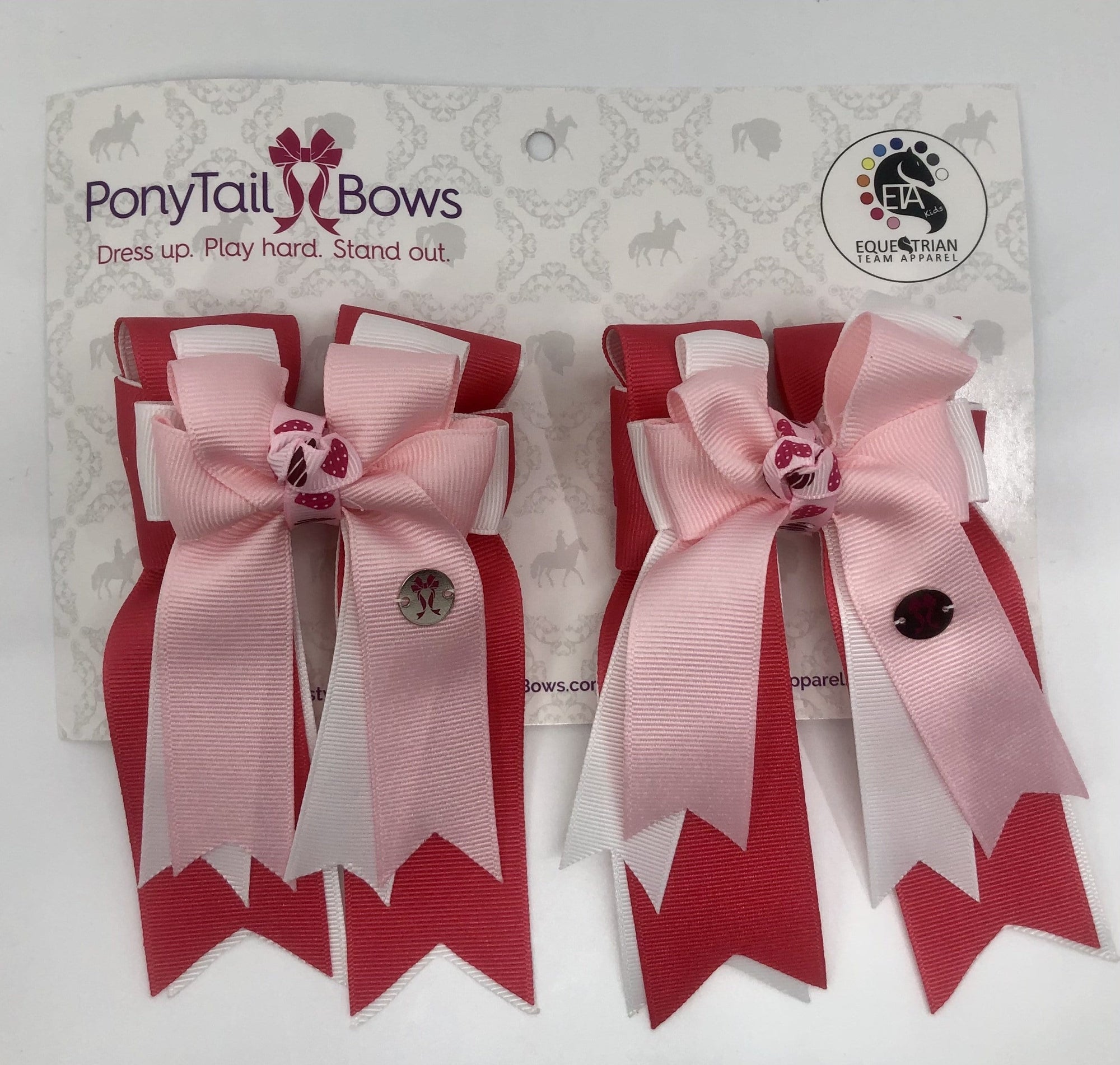 PonyTail Bows 3" Tails Hot Pink Heart Knots PonyTail Bows equestrian team apparel online tack store mobile tack store custom farm apparel custom show stable clothing equestrian lifestyle horse show clothing riding clothes PonyTail Bows | Equestrian Hair Accessories horses equestrian tack store