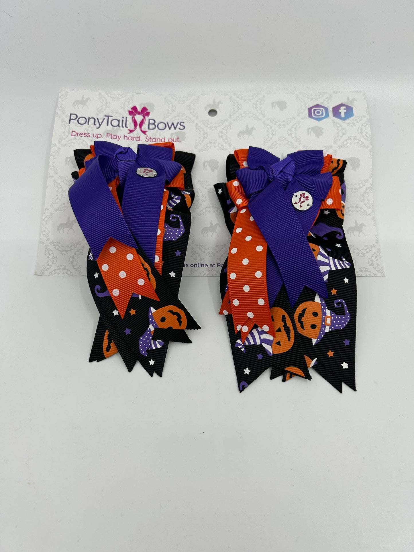 PonyTail Bows 3" Tails Jack O Lantern PonyTail Bows equestrian team apparel online tack store mobile tack store custom farm apparel custom show stable clothing equestrian lifestyle horse show clothing riding clothes PonyTail Bows | Equestrian Hair Accessories horses equestrian tack store