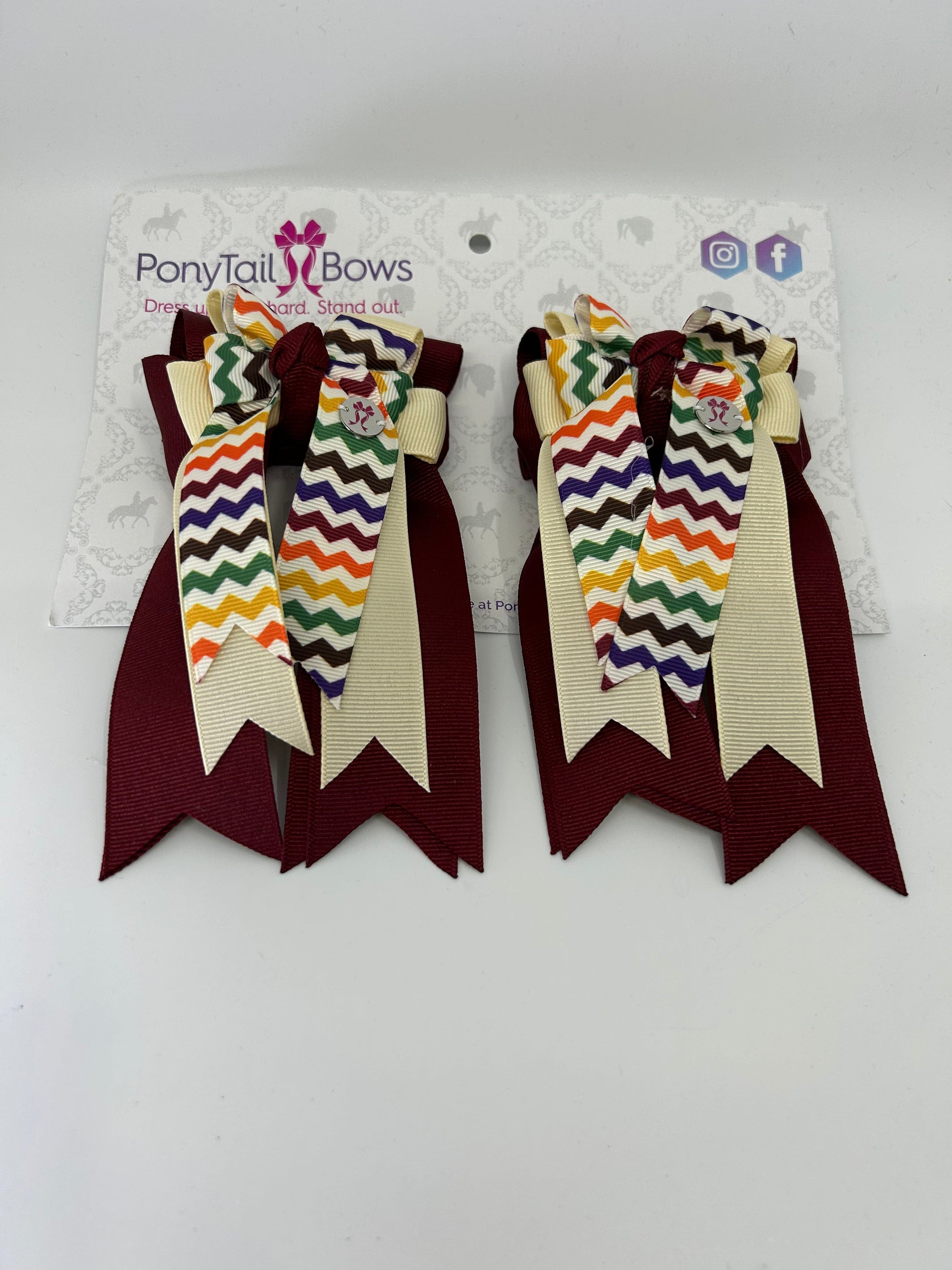 PonyTail Bows 3" Tails Autumn Chevron PonyTail Bows equestrian team apparel online tack store mobile tack store custom farm apparel custom show stable clothing equestrian lifestyle horse show clothing riding clothes PonyTail Bows | Equestrian Hair Accessories horses equestrian tack store
