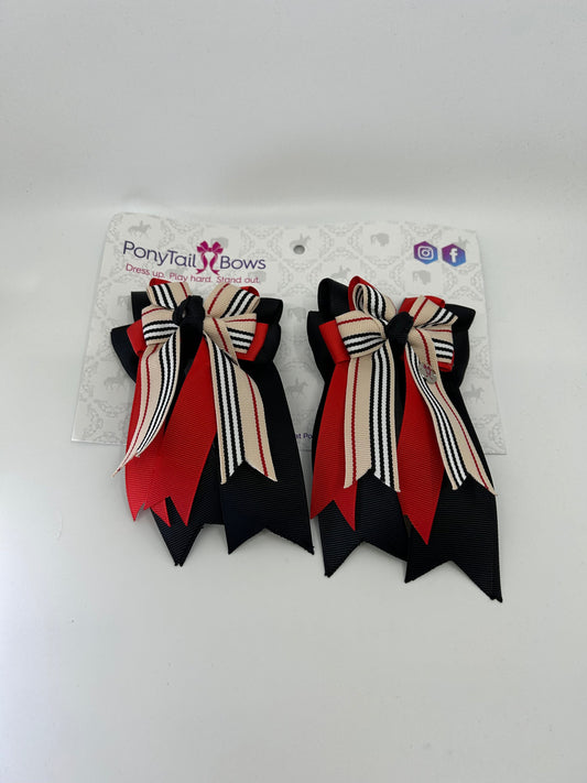 PonyTail Bows 3" Tails Burberry Stripe Black PonyTail Bows equestrian team apparel online tack store mobile tack store custom farm apparel custom show stable clothing equestrian lifestyle horse show clothing riding clothes PonyTail Bows | Equestrian Hair Accessories horses equestrian tack store