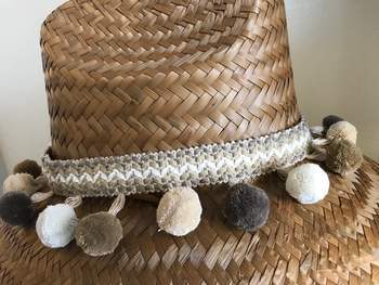 Equestrian Team Apparel Sun Hat one size fits most / beige tones Island Girl Pom Pom Hats equestrian team apparel online tack store mobile tack store custom farm apparel custom show stable clothing equestrian lifestyle horse show clothing riding clothes horses equestrian tack store