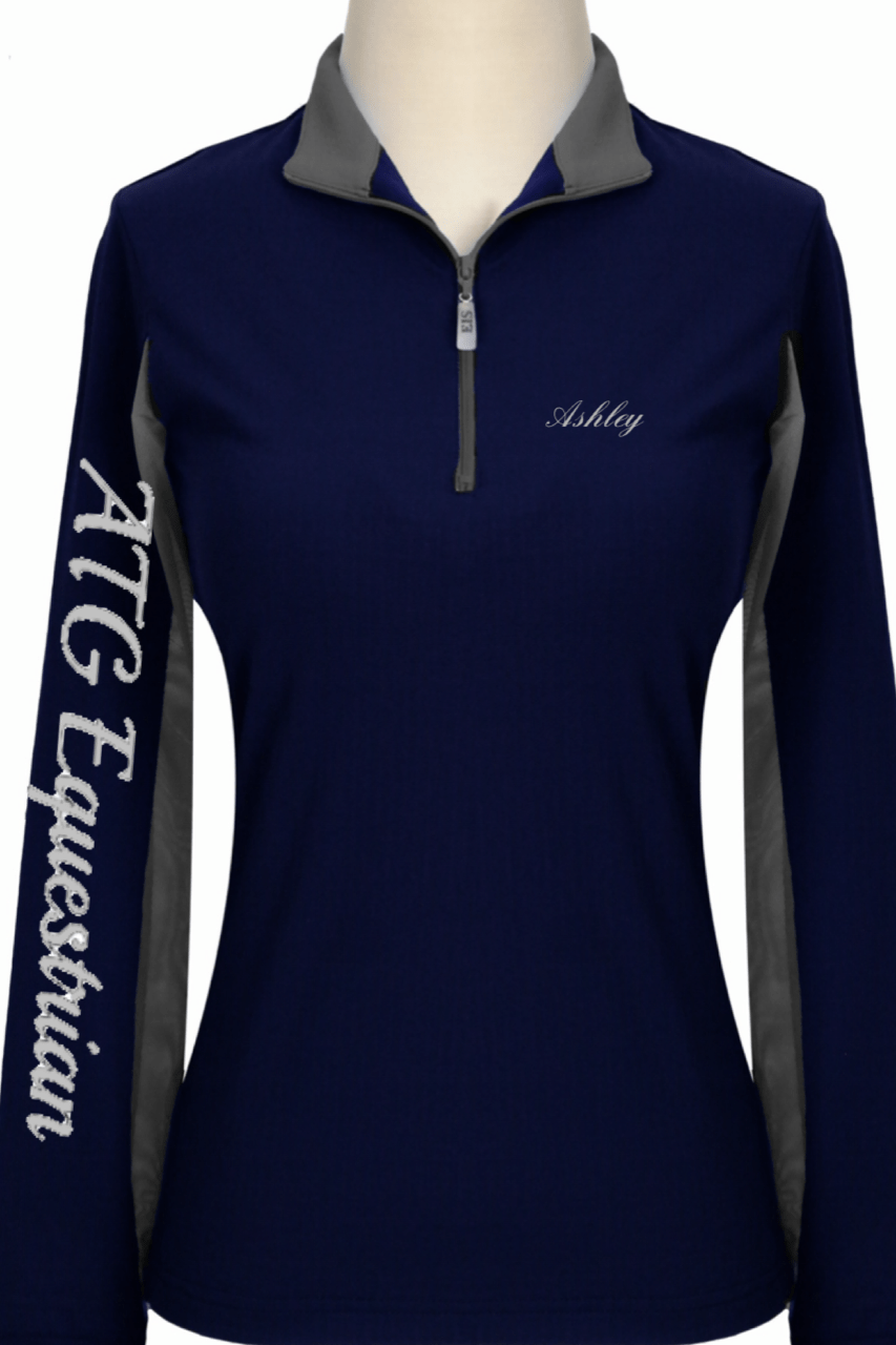 Equestrian Team Apparel Custom Shirts EIS Navy/Grey Youth & Ladies Shirts equestrian team apparel online tack store mobile tack store custom farm apparel custom show stable clothing equestrian lifestyle horse show clothing riding clothes horses equestrian tack store