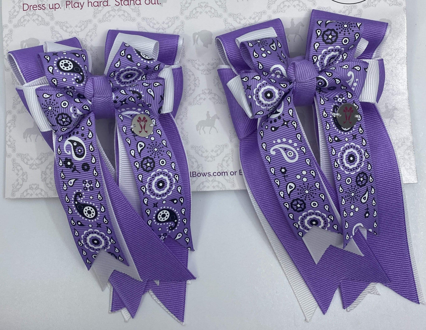 PonyTail Bows 3" Tails Purple Bandana Bows equestrian team apparel online tack store mobile tack store custom farm apparel custom show stable clothing equestrian lifestyle horse show clothing riding clothes PonyTail Bows | Equestrian Hair Accessories horses equestrian tack store