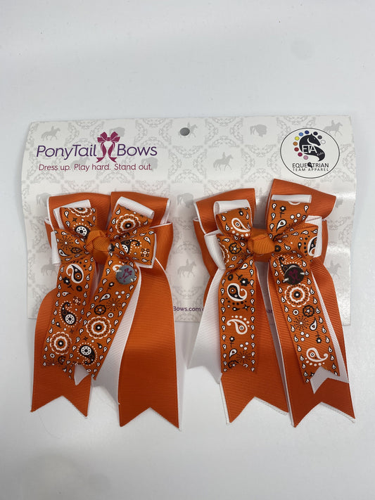 PonyTail Bows 3" Tails Orange Bandana Bows equestrian team apparel online tack store mobile tack store custom farm apparel custom show stable clothing equestrian lifestyle horse show clothing riding clothes PonyTail Bows | Equestrian Hair Accessories horses equestrian tack store